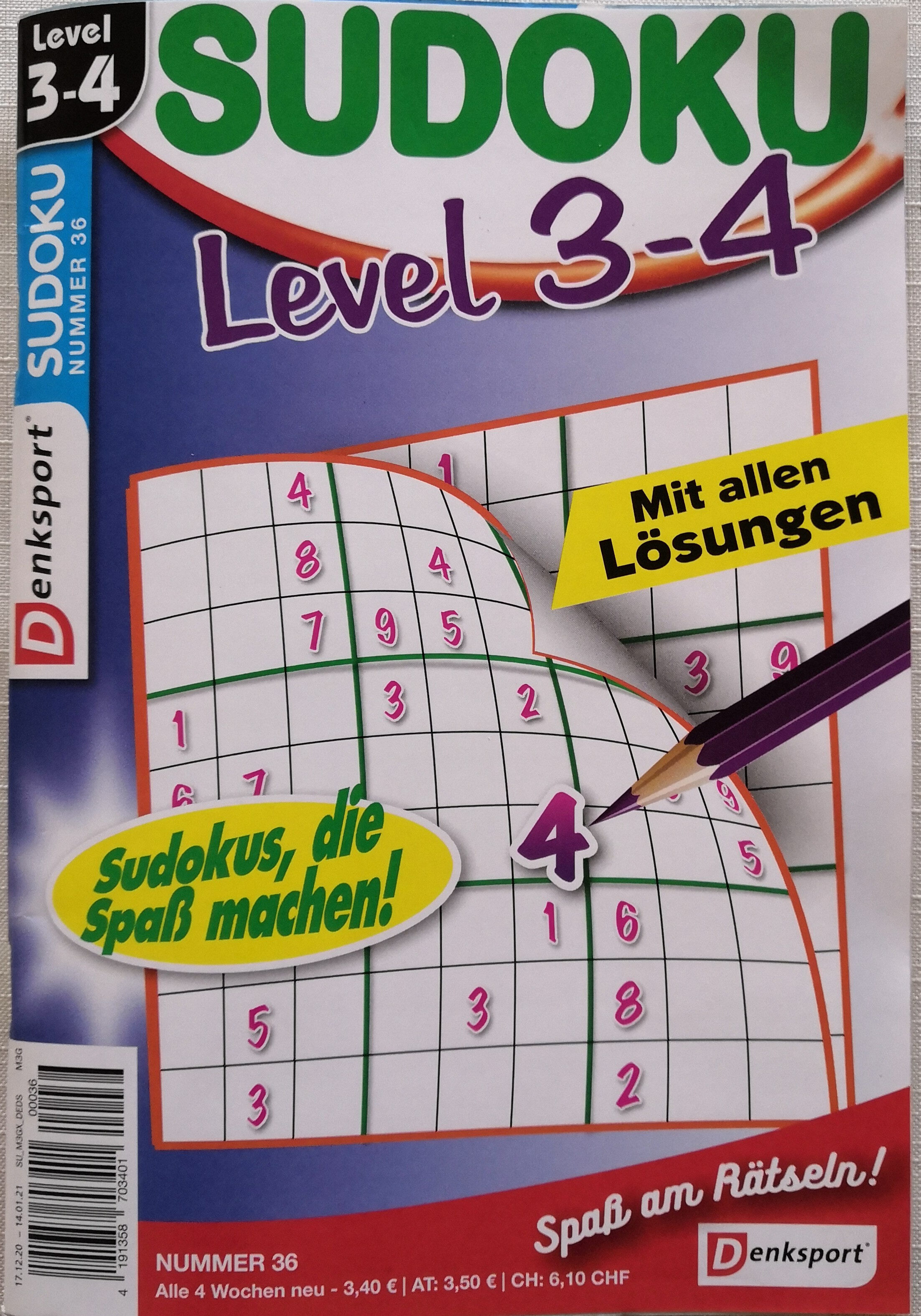 Sudoku, Level 3-4, Nummer 36 - Product - de