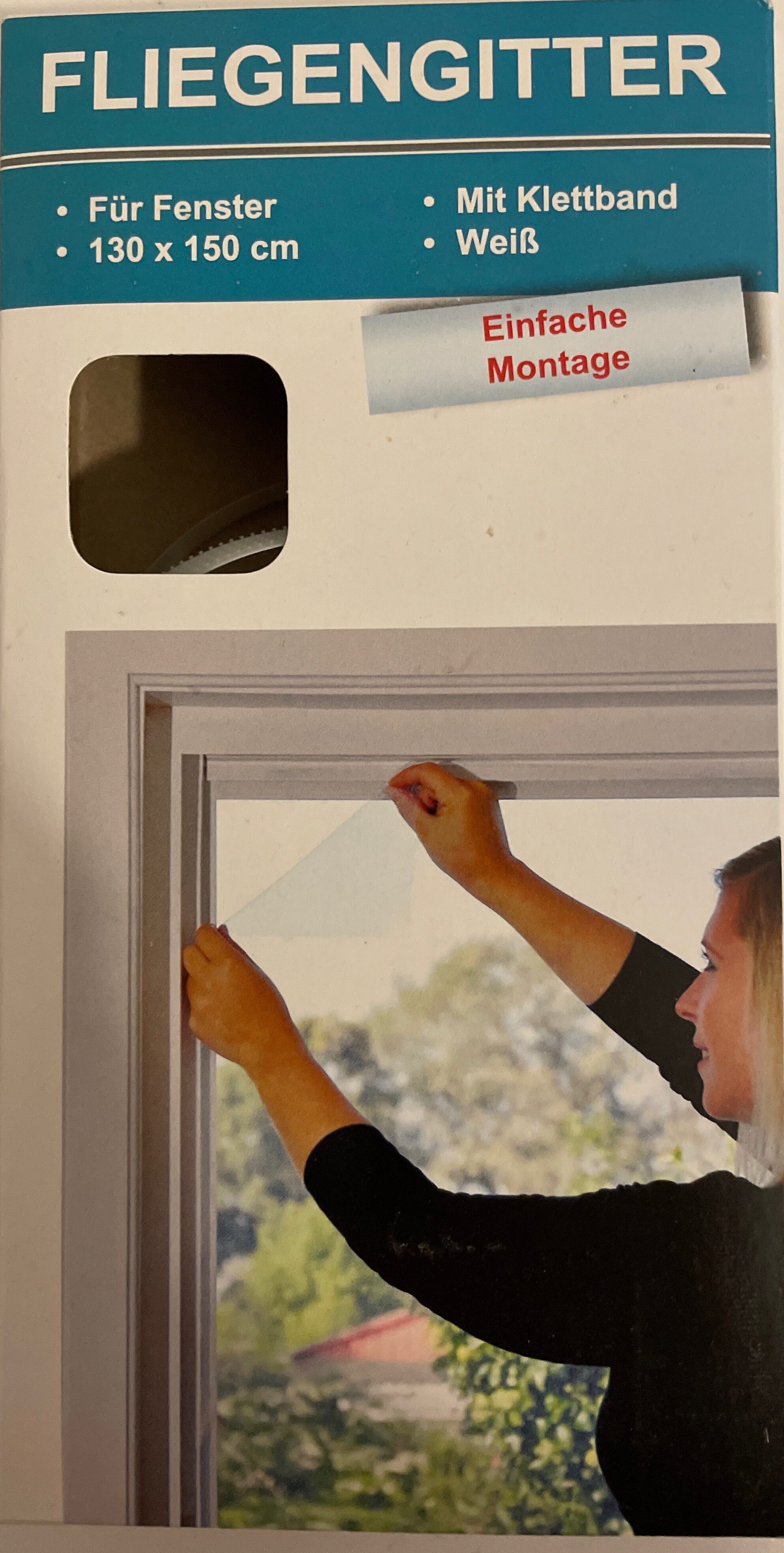 Fliegengitter für Fenster, weiß - 130x150cm