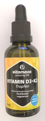 vitamze Vitmain D3+K2 Tropfen, hochdosiert - 1