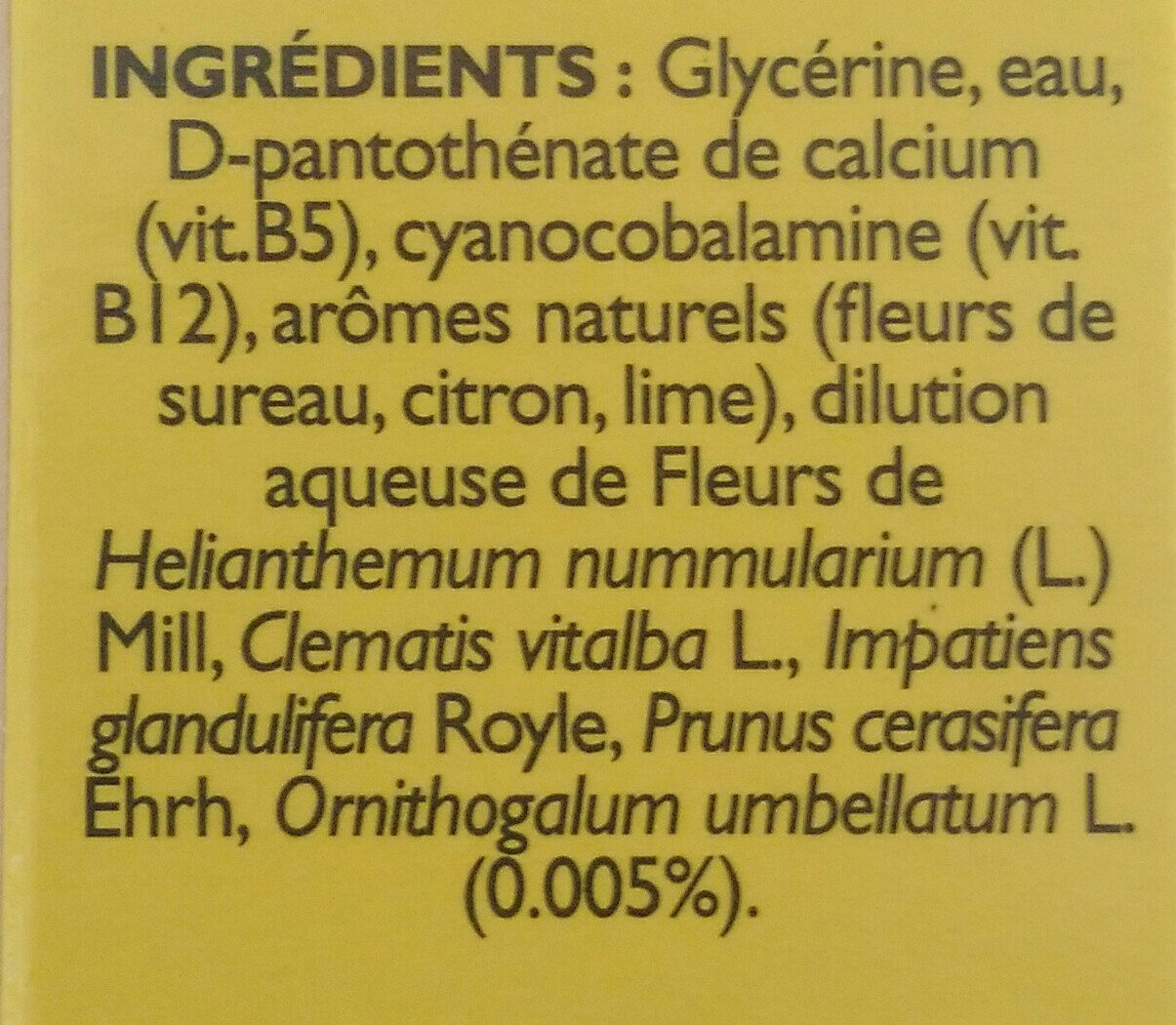 RESCUE PLUS VITAMINES - Ingredients - fr
