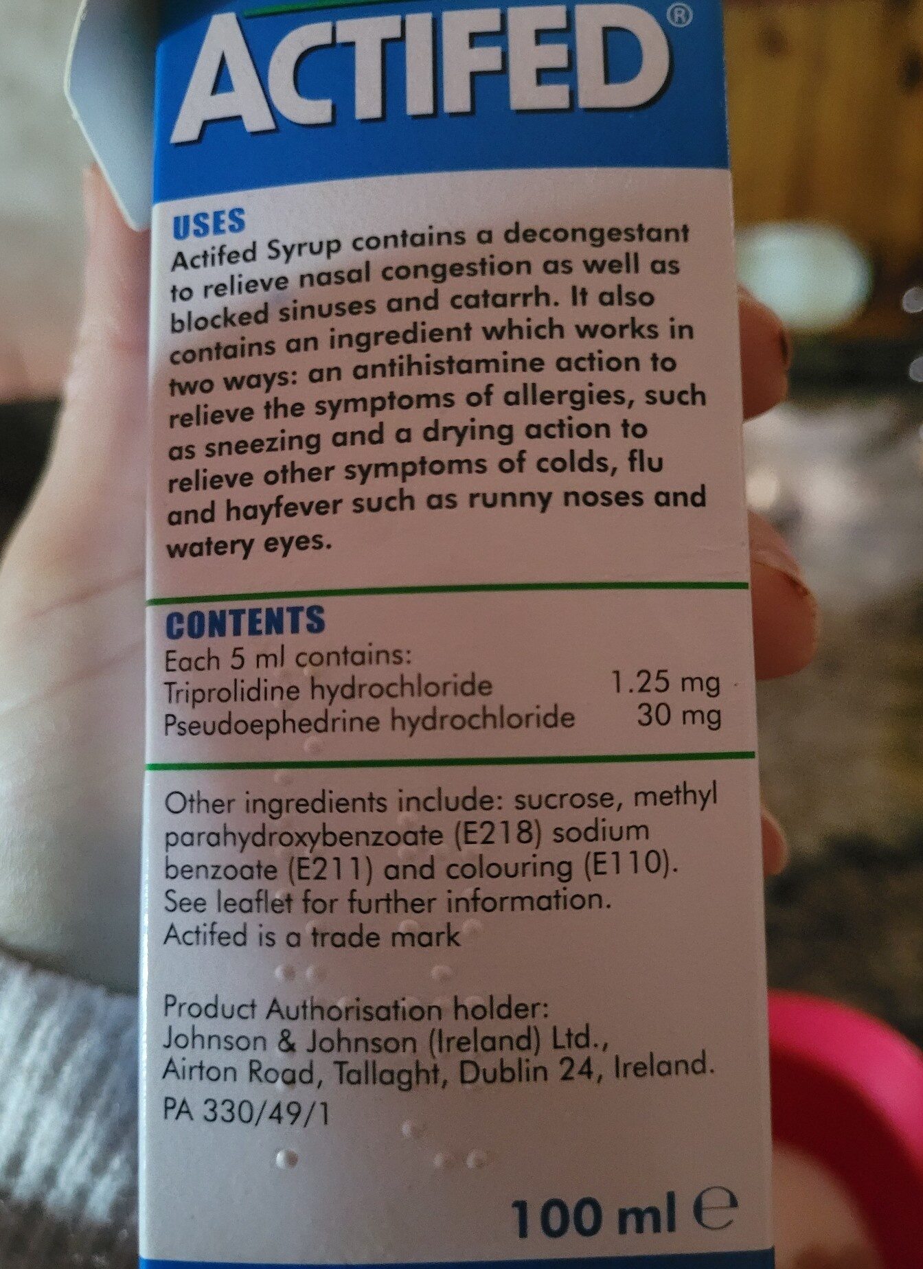 Actifed Syrup - Ingredients - en