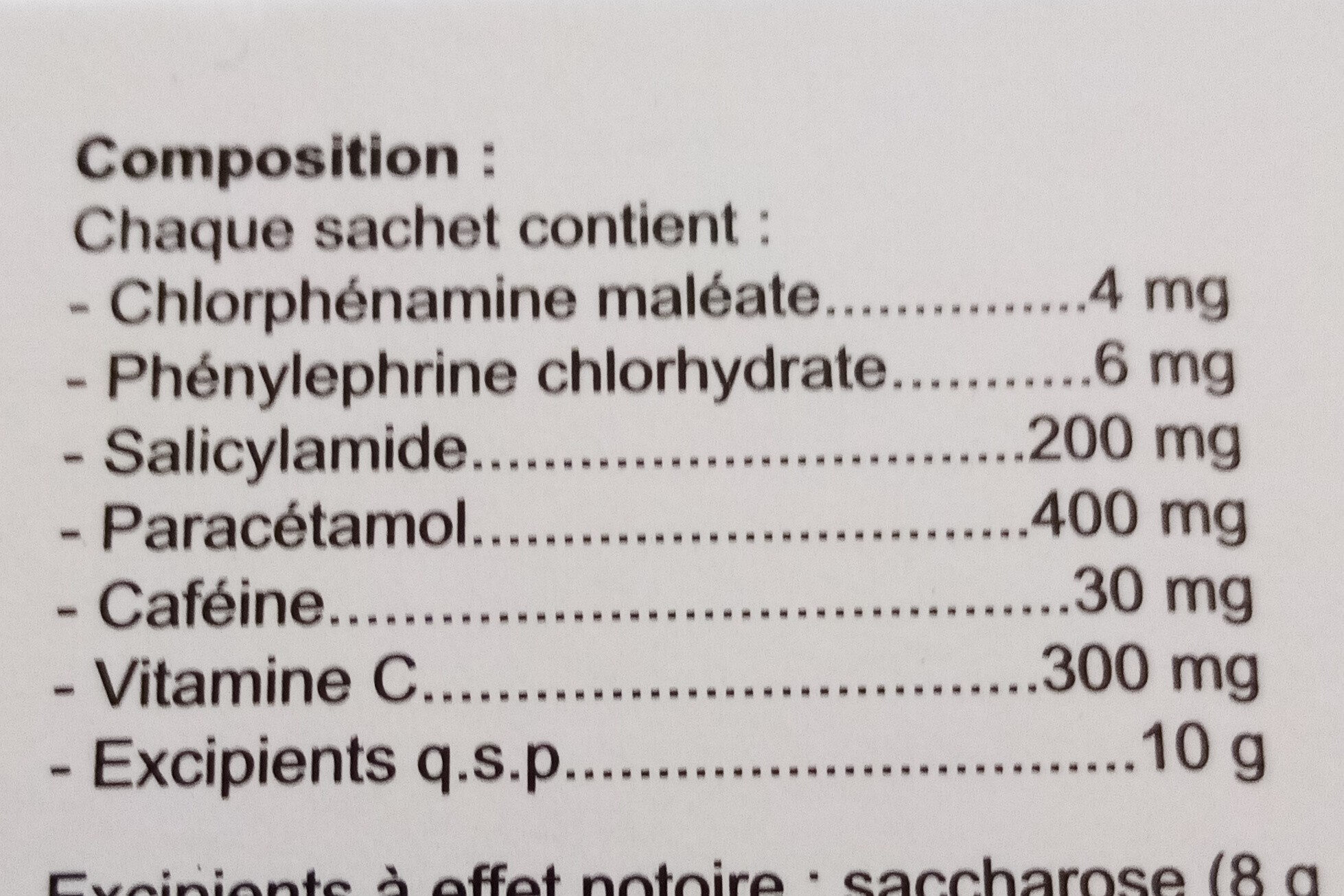 rinomicine - Ingredients - fr
