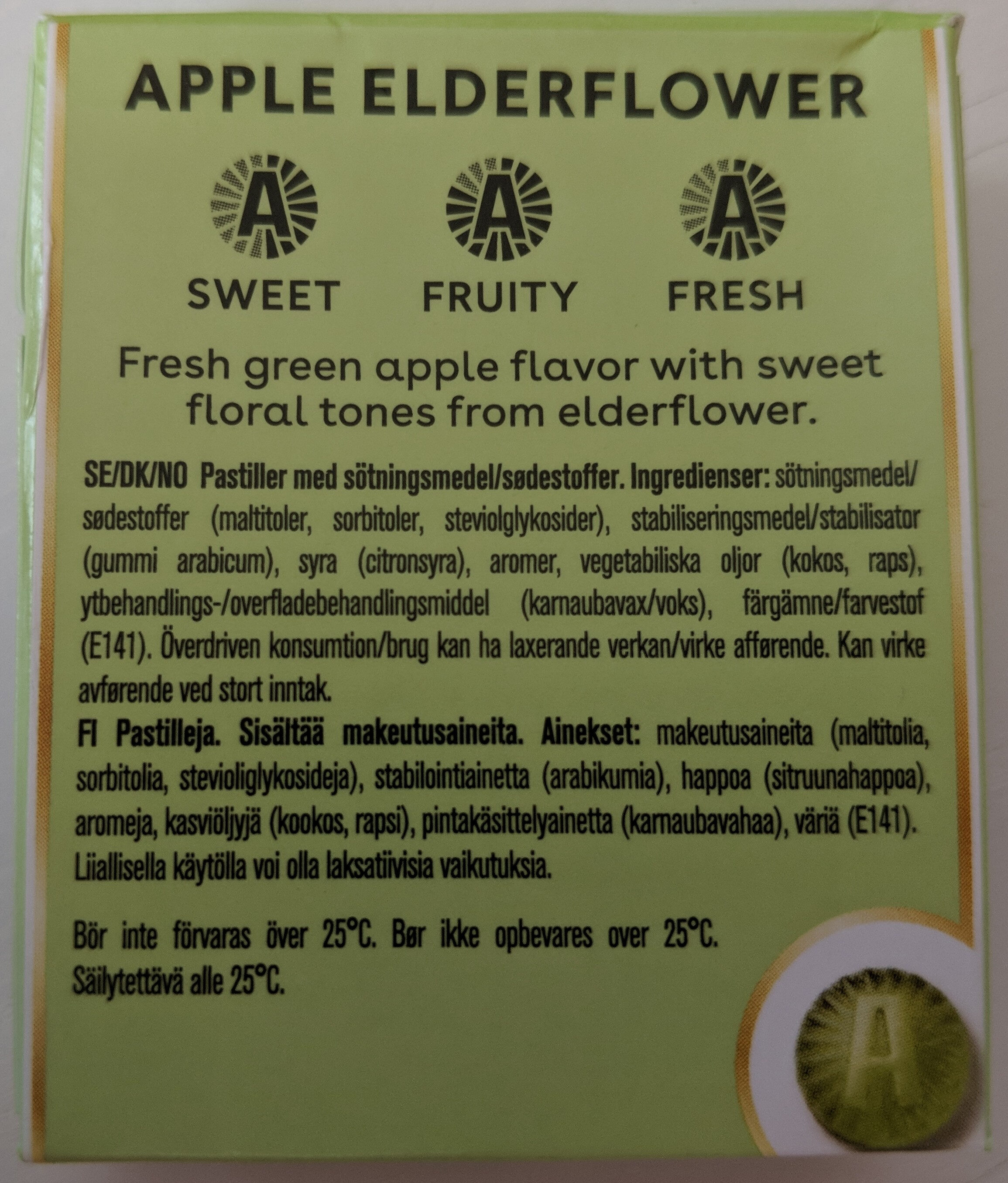 Läkerol Pastilles Apple Elderflower sugarfree 2 pack - Ingredients - sv