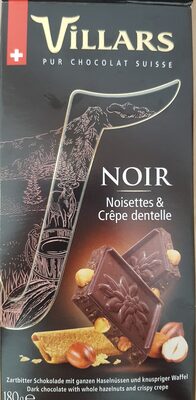 villars pur chocolat suisse noir noisettes et crêpe dentelle - 1