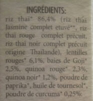 Mélange antioxydant avec riz Thaï, quinoa, baies de Goji et Curcuma - Ingredients - fr