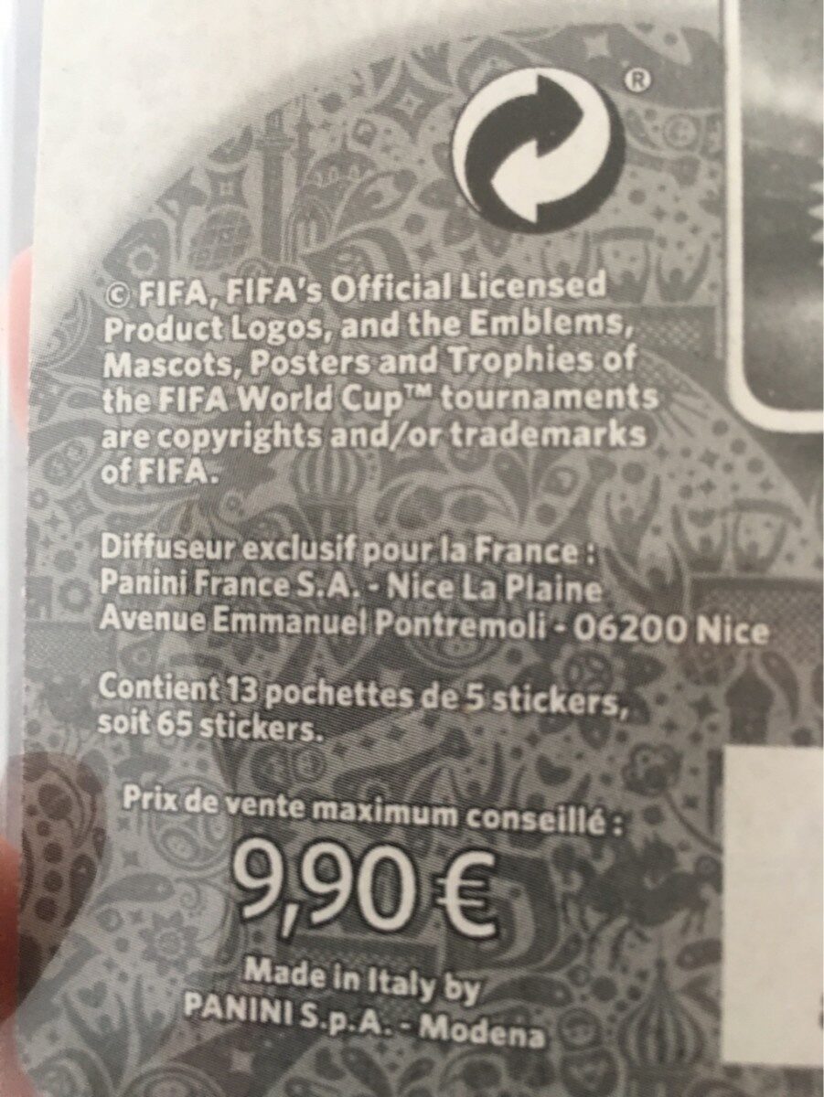 Pochette fifa world cup russia 2018 - Ingredients - fr