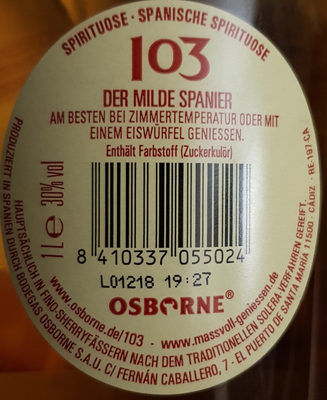 osborn 103 - Ingredients