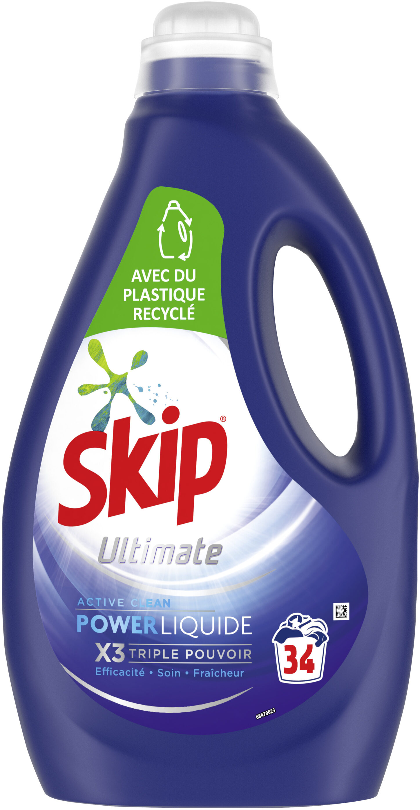 Promo Lessive liquide SKIP Active Clean, Fresh ou Sensitive, 2 x 37  lavages, 3,3kg chez Carrefour Market