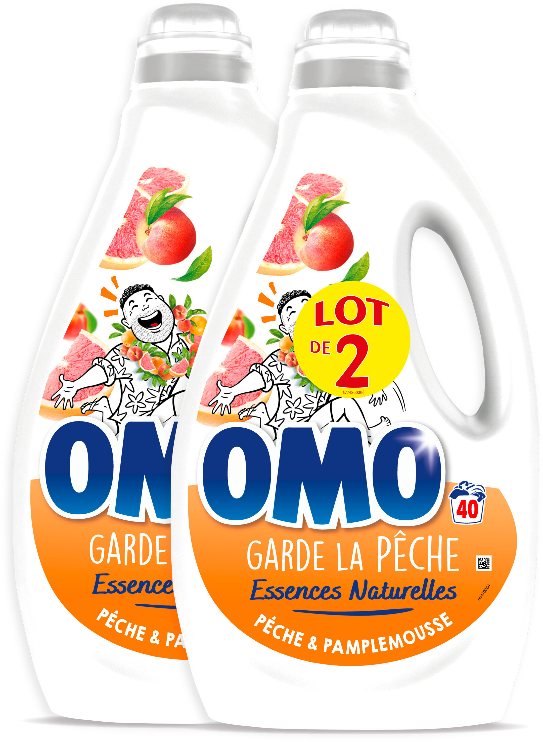 Omo Lessive Liquide Pêche & Pamplemousse 2l 40 Lavages Lot de 2 - Product - fr