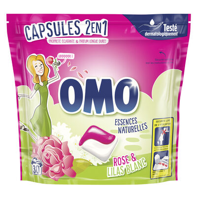 Omo Lessive Capsules 2en1 Rose & Lilas Blanc 30 dosettes - 9
