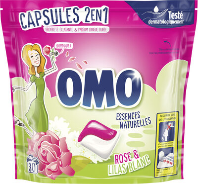 Omo Lessive Capsules 2en1 Rose & Lilas Blanc 30 dosettes - Product - fr