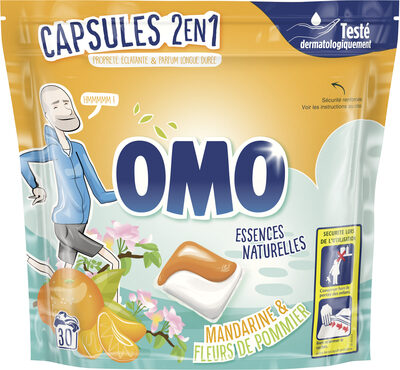 Omo 2en1 Lessive Capsules 2en1 Mandarine & Fleurs de Pommier 30 Dosettes - Produit