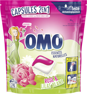 Omo Lessive Capsules 2en1 Rose & Lilas Blanc 24 Dosettes - Product - fr