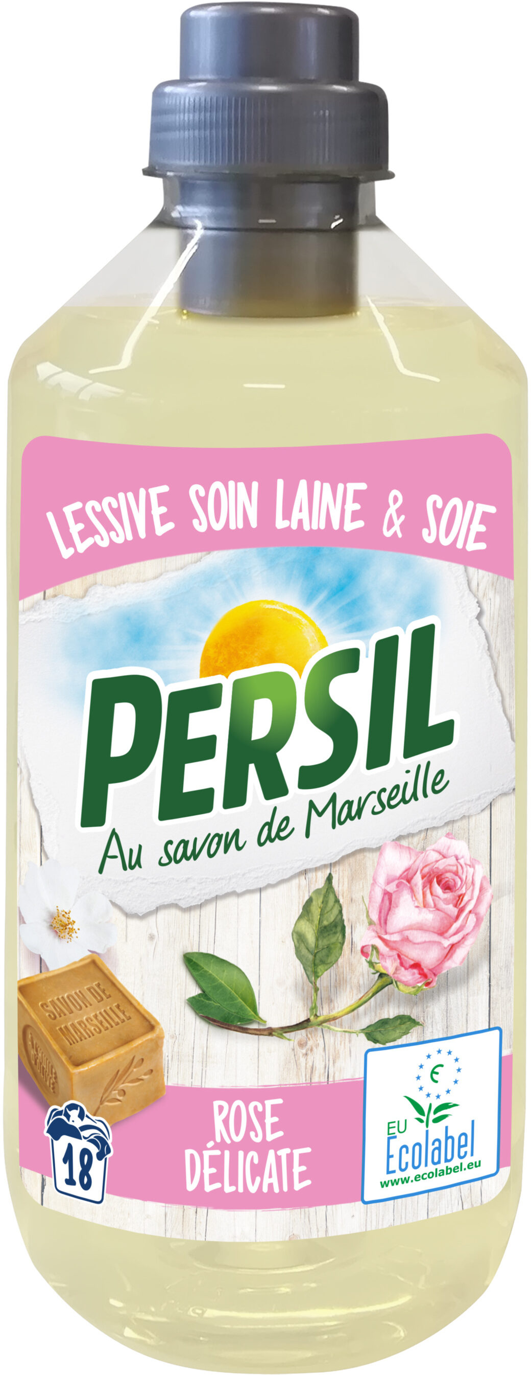 Persil Lessive Liquide Ecolabel Soin Laine & Soie Rose Délicate 990ml 18 Lavages - Product - fr