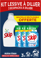 Skip Lessive Liquide à Diluer Active Clean Lot 3x500ml - 90 Lavages - Produit - fr