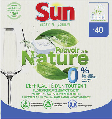 SUN Pouvoir de la Nature Tablettes Lave-Vaisselle Tout-En-1 EcoLabel 40 Lavages - Product