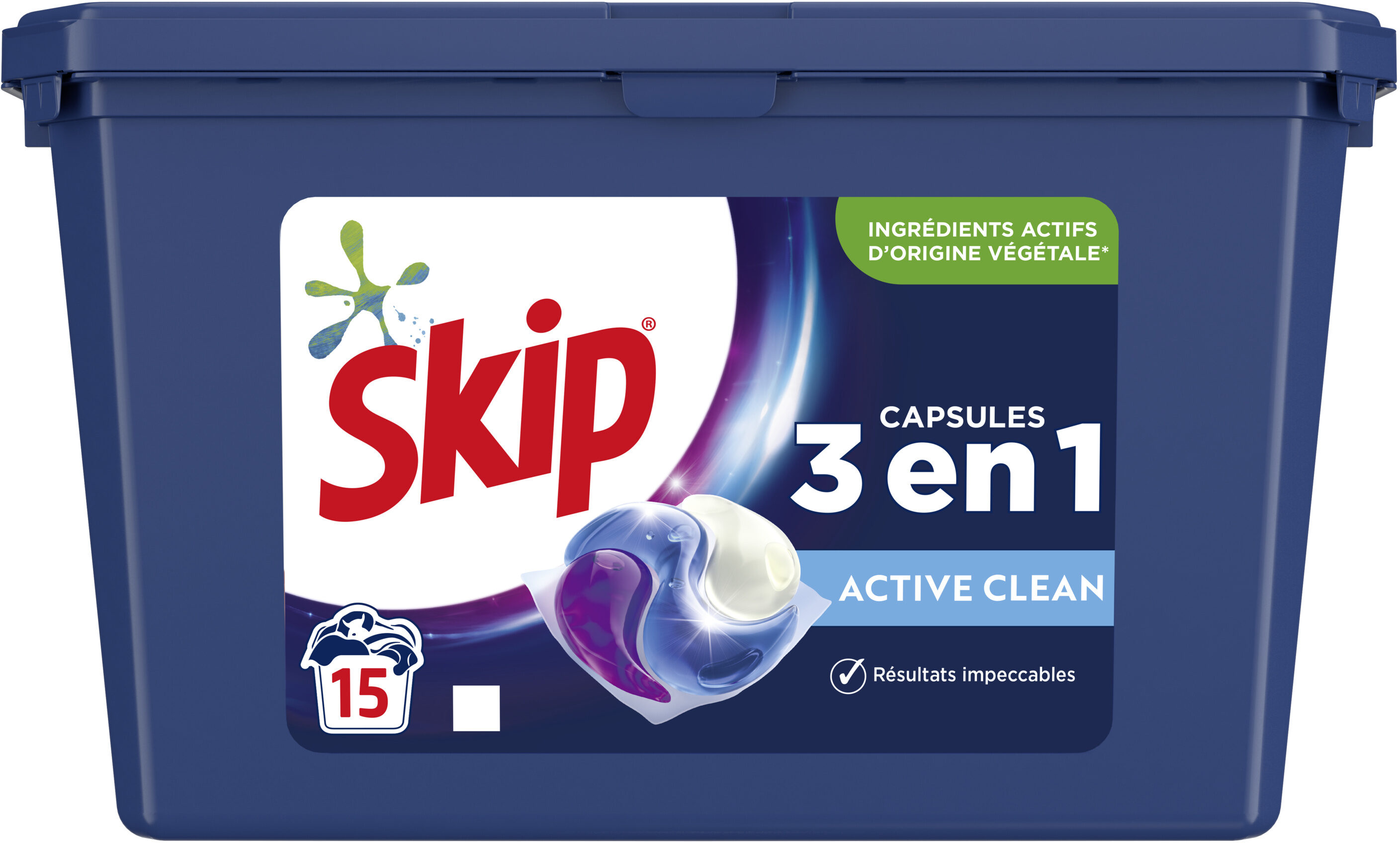 Skip Ultimate Lessive Trio Capsules Active Clean 15 Dosettes - Product - fr
