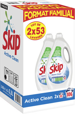 Skip Lessive Liquide Active Clean Lot 2x2.65L - 106 Lavages - Product - fr