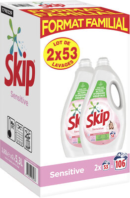 Skip Lessive Liquide Sensitive Peaux Sensibles & Bébés Lot 2x2,65l - 106 Lavages - Product - fr