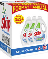 Skip Lessive Liquide Active Clean Lot 3x1,7L - 102 Lavages - Produit - fr