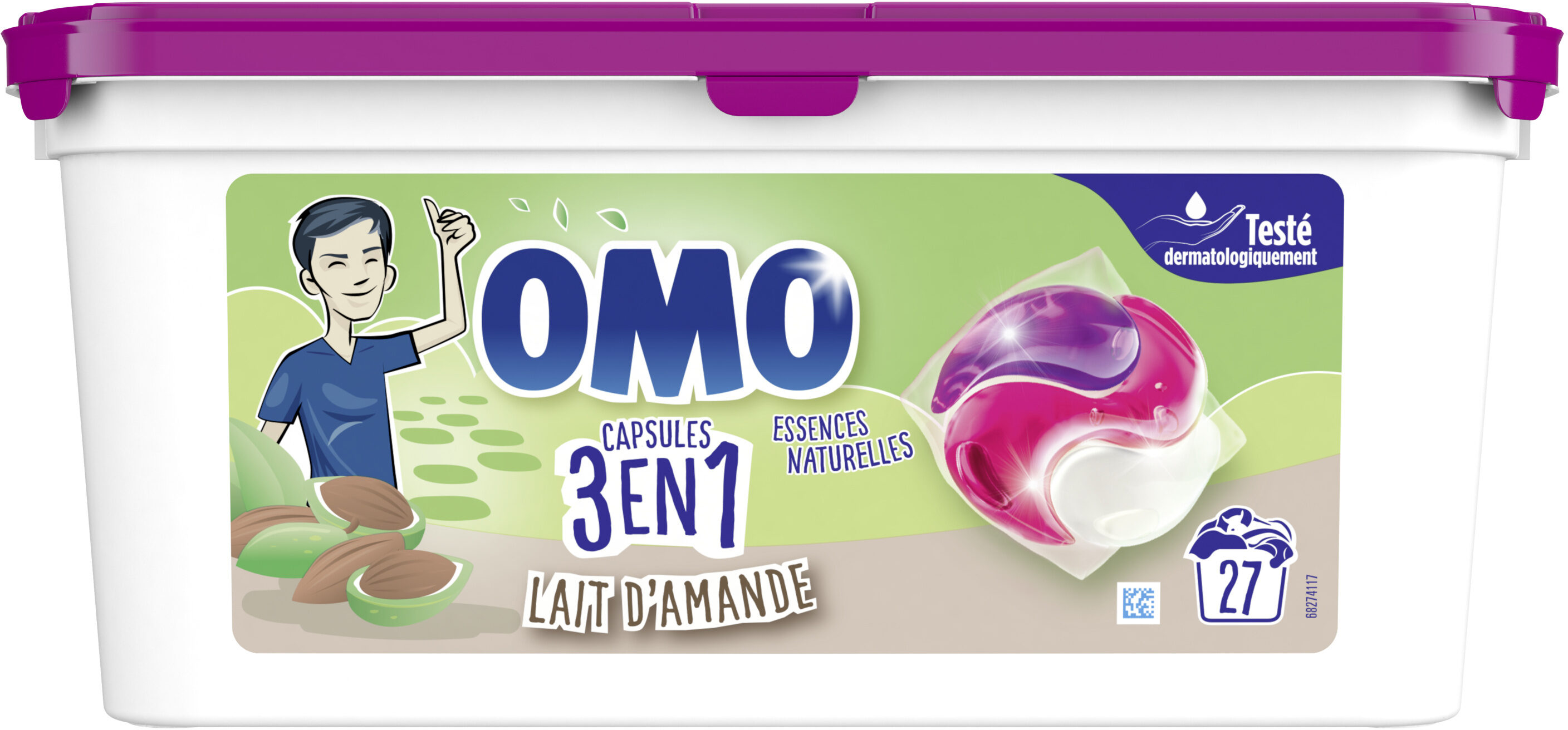 Omo Lessive Capsules 3en1 Lait d'Amande 27 Lavages - Product - fr