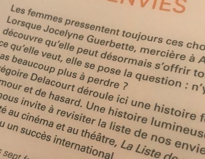 La Liste De Mes Envies, Gregoire Delacourt - Ingrédients - fr