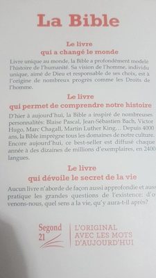 La Bible: Segond 21, L'original, - Ingredients - fr